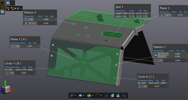 3D-modellering med dimensioner og slots i CAD-software.