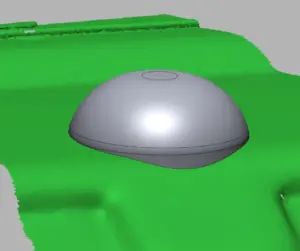 Grå kuppel på grøn flade, 3D-model