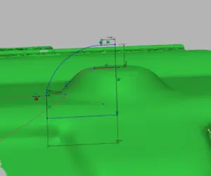 3D-modell med dimensioner og mål i millimeter.