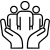 Ikon af forskellige personer og hjælpende hænder